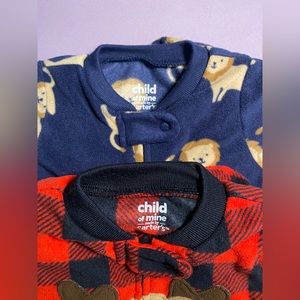 2 EUC Carter’s Child of Mine Fleece Footed Pajamas